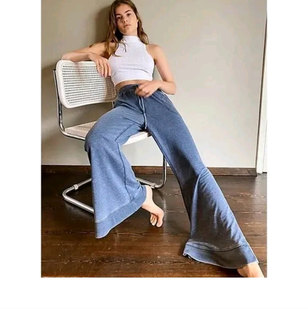 Free People Cozy Cool Girl Lounge Pants, Dark Sapphire Blue, BNWT - Picture 2 of 9